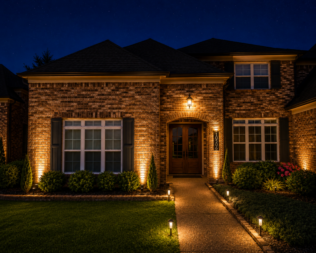 Beautiful house in memphis, TN with custom outdoor lighting